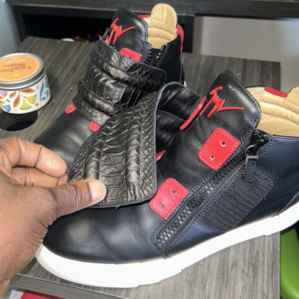 Black Giuseppe Shoes With Python Strap And Heel - image 5